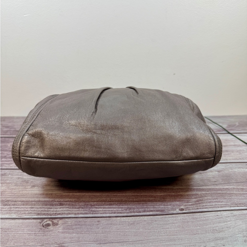 COACH Parker Hippie Gray Leather Shoulder Bag Purse F13416 Medium Pleated - Picture 6 of 14